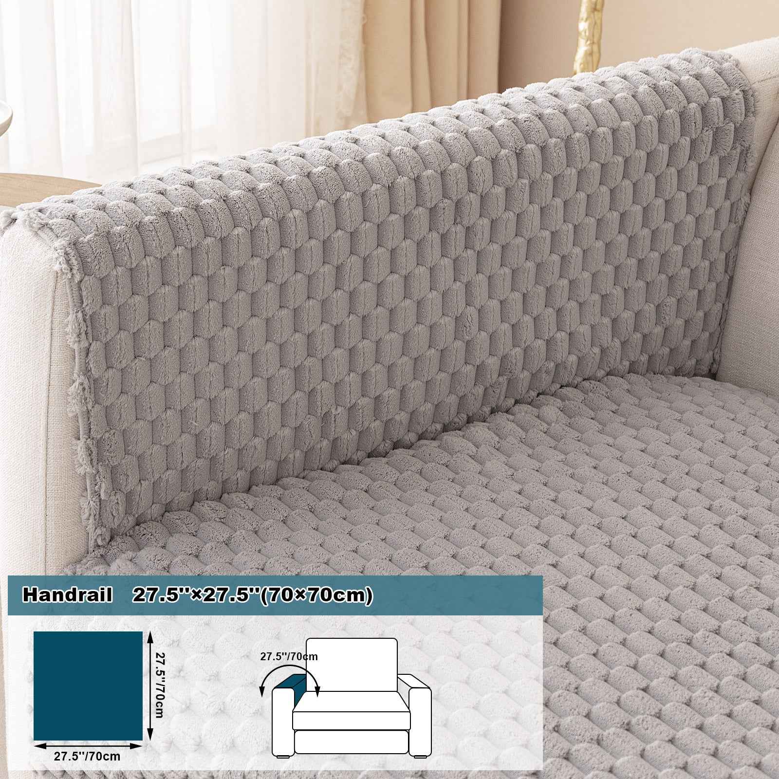 1pc Honeycomb Velvet Sofa Cover – Thick Plush Non-Slip Couch Protector