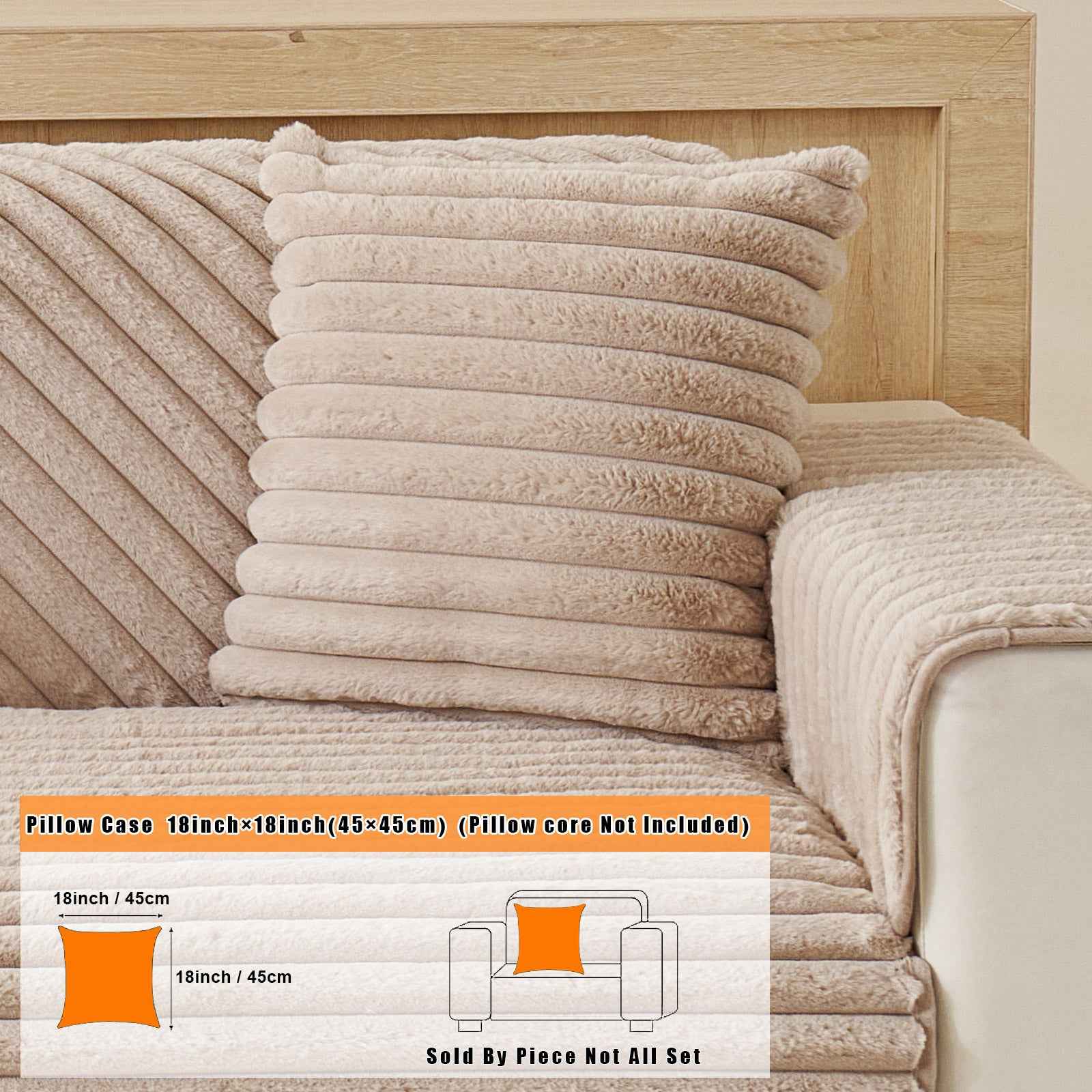Fuzzy Striped Faux Plush Throw Pillow Covers – Super Soft Decorative Cushion Cases for Sofa & Bedroom