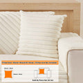 Fuzzy Striped Faux Plush Throw Pillow Covers – Super Soft Decorative Cushion Cases for Sofa & Bedroom