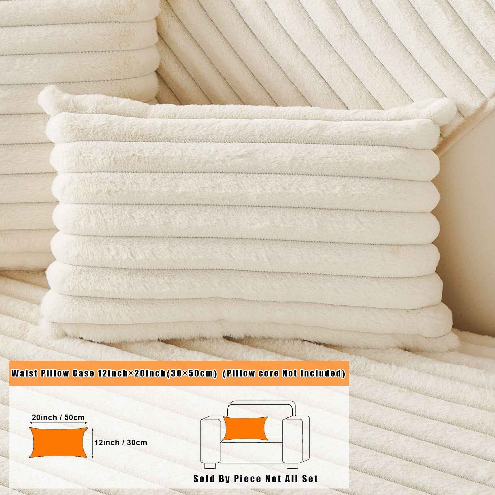 Fuzzy Striped Faux Plush Throw Pillow Covers – Super Soft Decorative Cushion Cases for Sofa & Bedroom