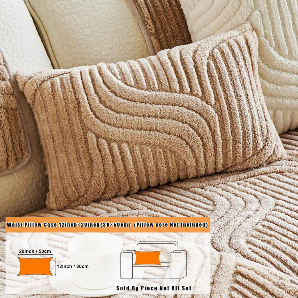 Abstract line shu velveteen pillow cover color 12 size 12x20 – plush throw cushion cover machine washable