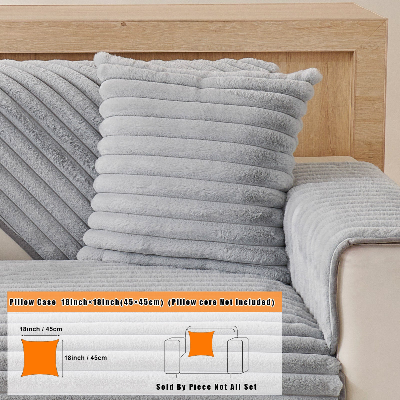Fuzzy Striped Faux Plush Throw Pillow Covers – Super Soft Decorative Cushion Cases for Sofa & Bedroom