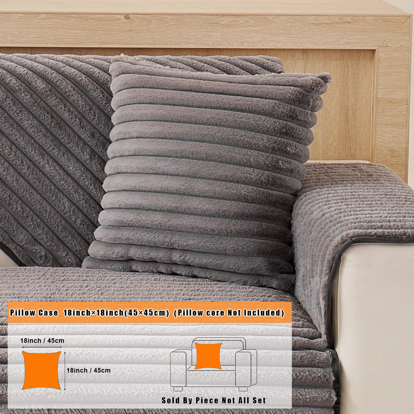 Fuzzy Striped Faux Plush Throw Pillow Covers – Super Soft Decorative Cushion Cases for Sofa & Bedroom
