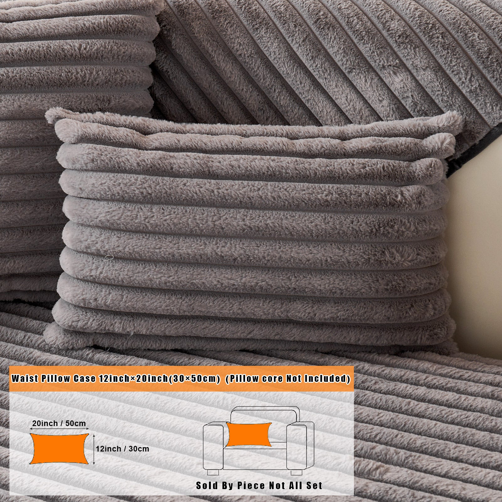 Fuzzy Striped Faux Plush Throw Pillow Covers – Super Soft Decorative Cushion Cases for Sofa & Bedroom