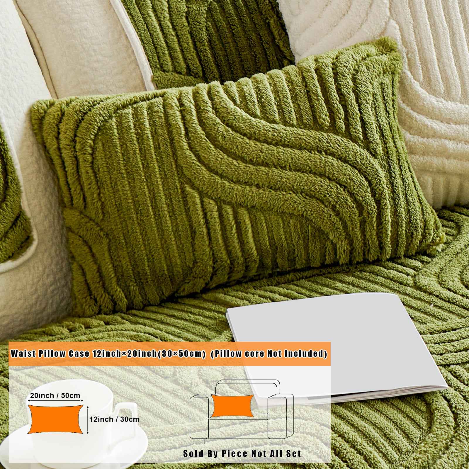 Abstract line pillow cover color 14 size 12x20 – soft fuzzy throw cushion cover for couch