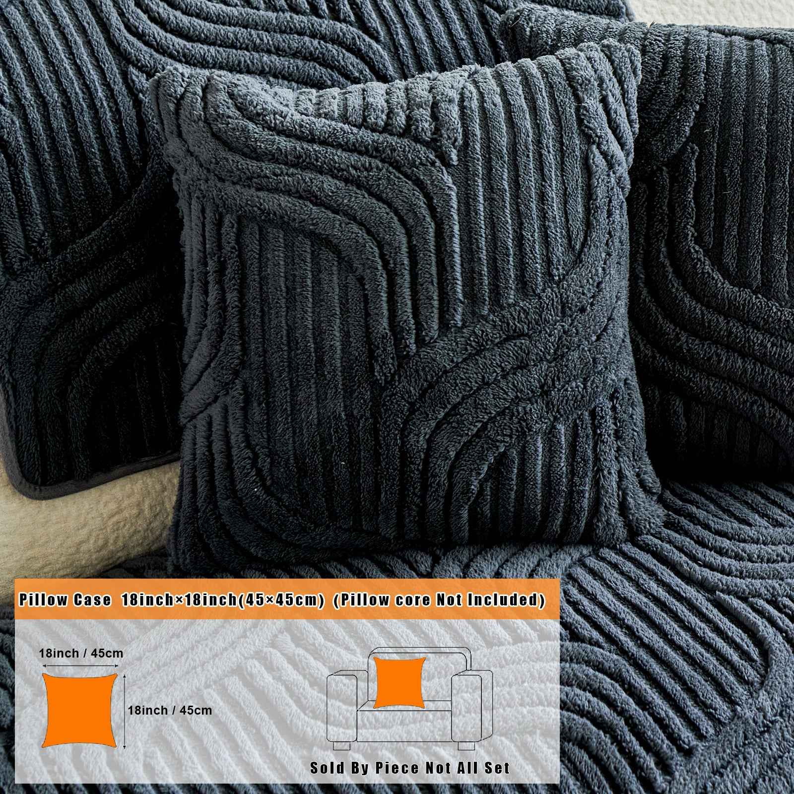 Abstract line pillow cover color 15 size 18x18 – soft fuzzy cushion cover for living room decor