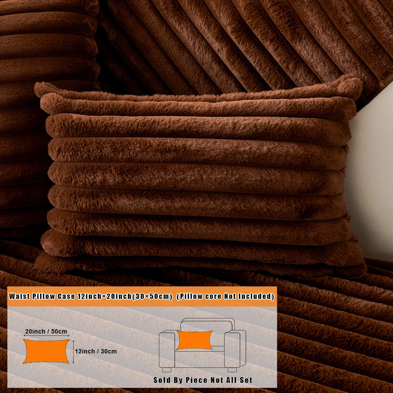 Fuzzy Striped Faux Plush Throw Pillow Covers – Super Soft Decorative Cushion Cases for Sofa & Bedroom