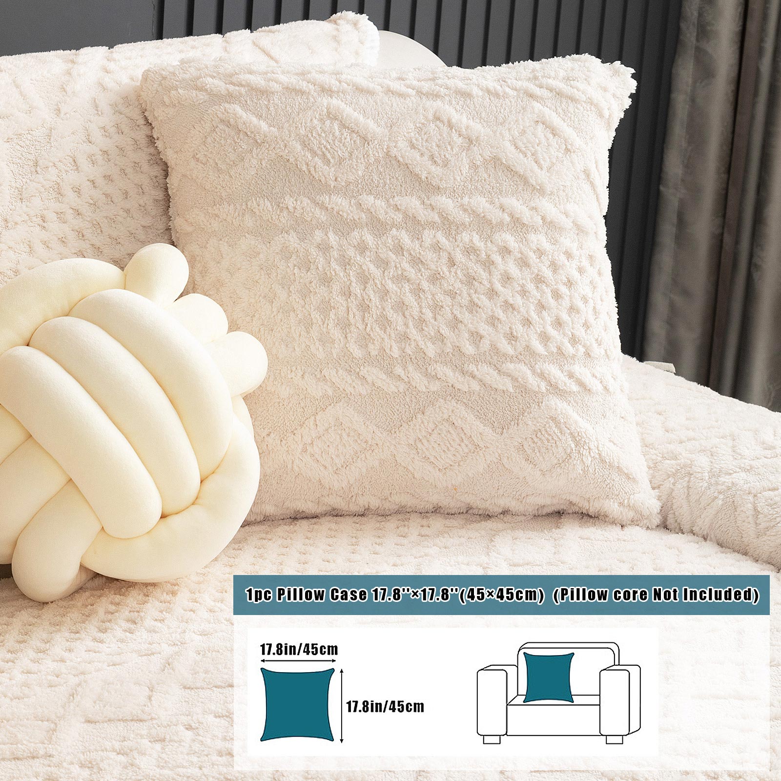 1pc Shu Velveteen Velvet Throw Pillow Case | Machine Washable Non-Slip Sofa Cushion Cover