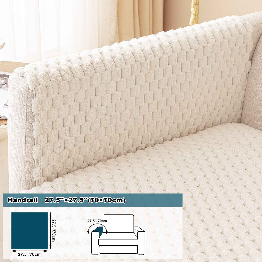 1pc Honeycomb Velvet Sofa Cover – Thick Plush Non-Slip Couch Protector