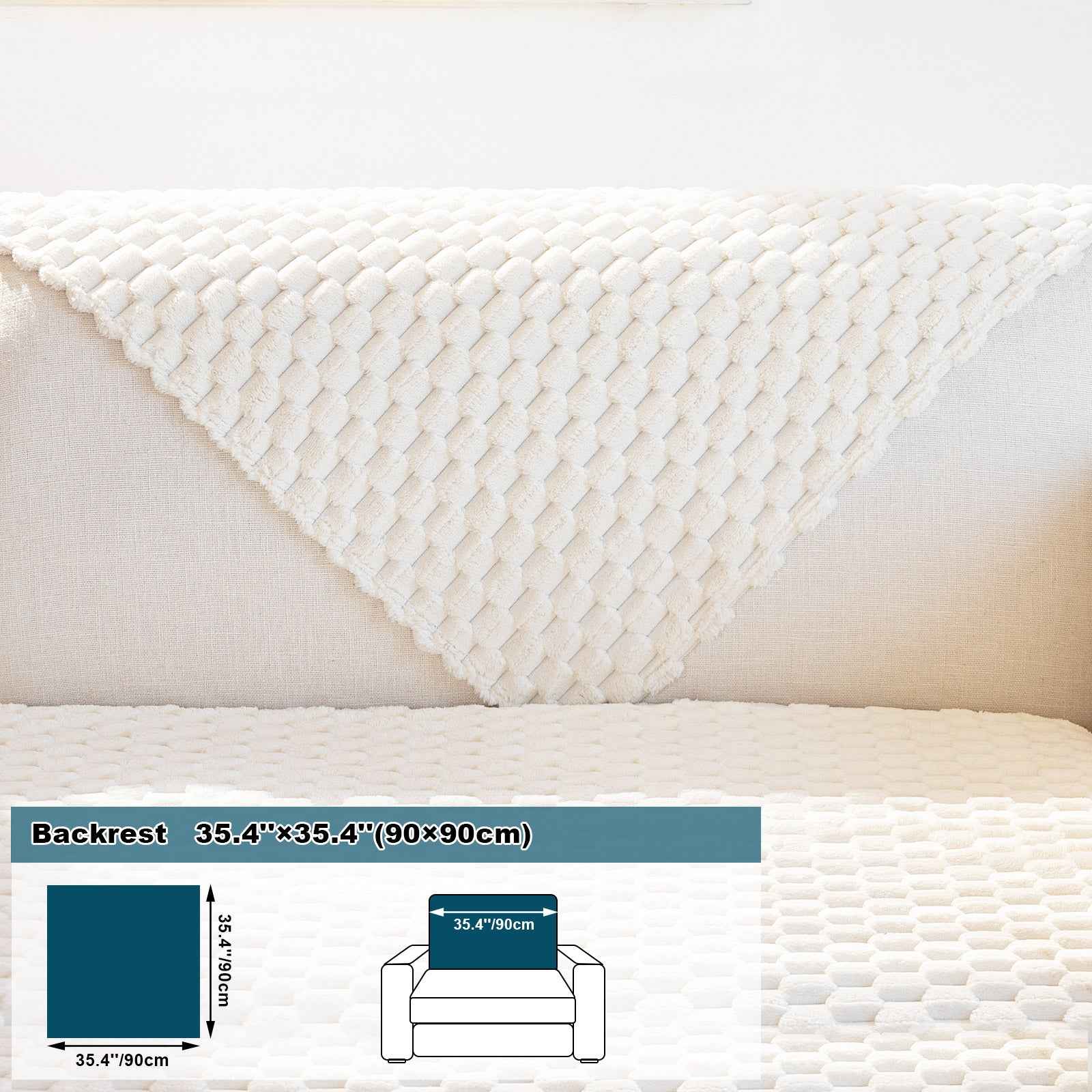1pc Honeycomb Velvet Sofa Cover – Thick Plush Non-Slip Couch Protector