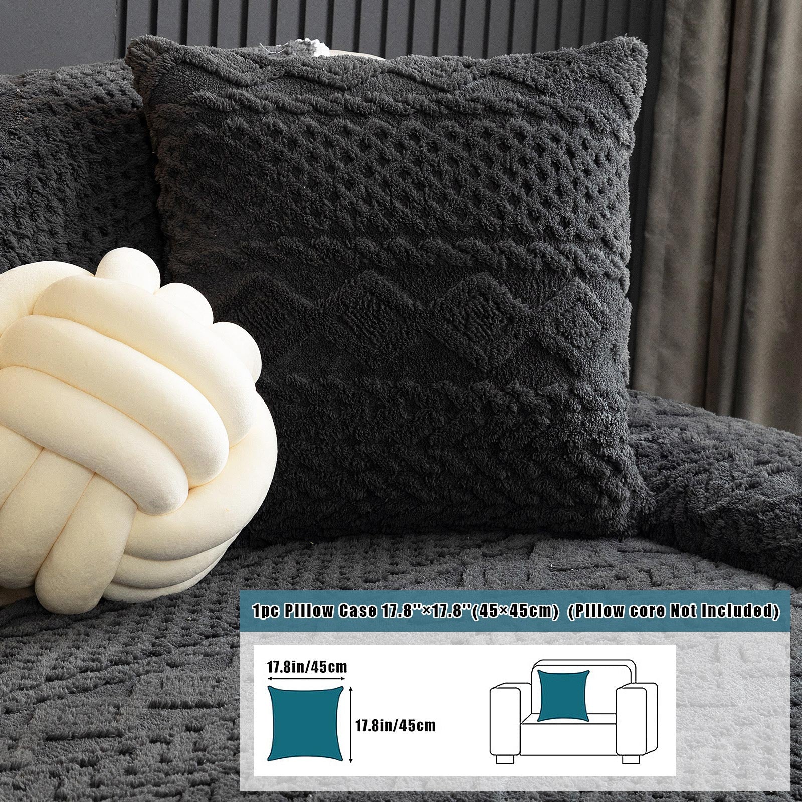 1pc Shu Velveteen Velvet Throw Pillow Case | Machine Washable Non-Slip Sofa Cushion Cover