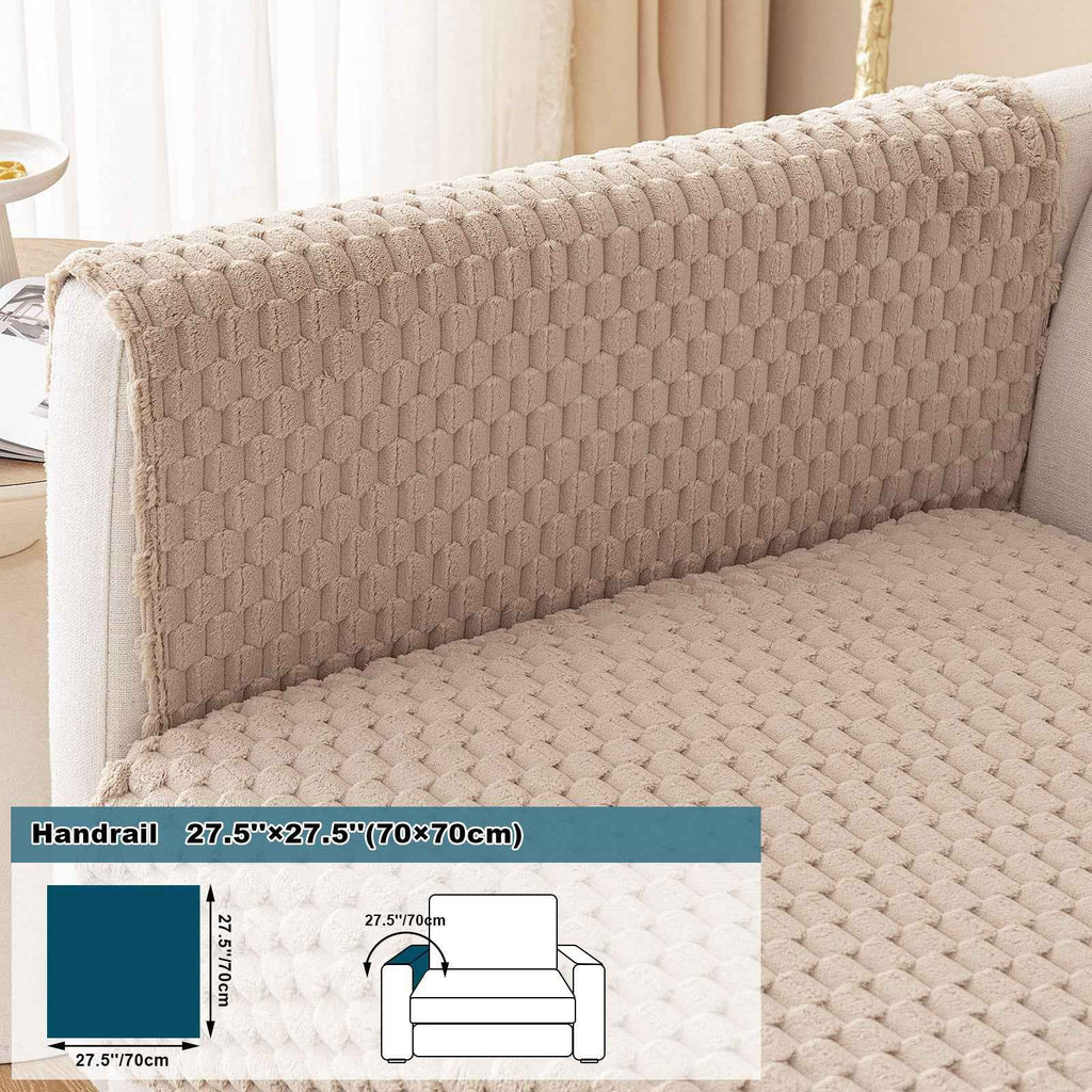 1pc Honeycomb Velvet Sofa Cover – Thick Plush Non-Slip Couch Protector