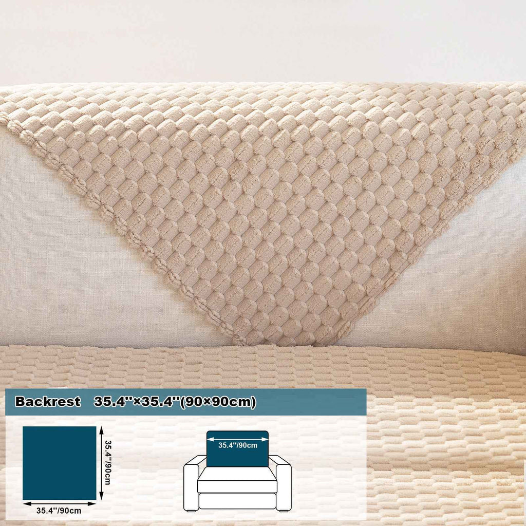 1pc Honeycomb Velvet Sofa Cover – Thick Plush Non-Slip Couch Protector