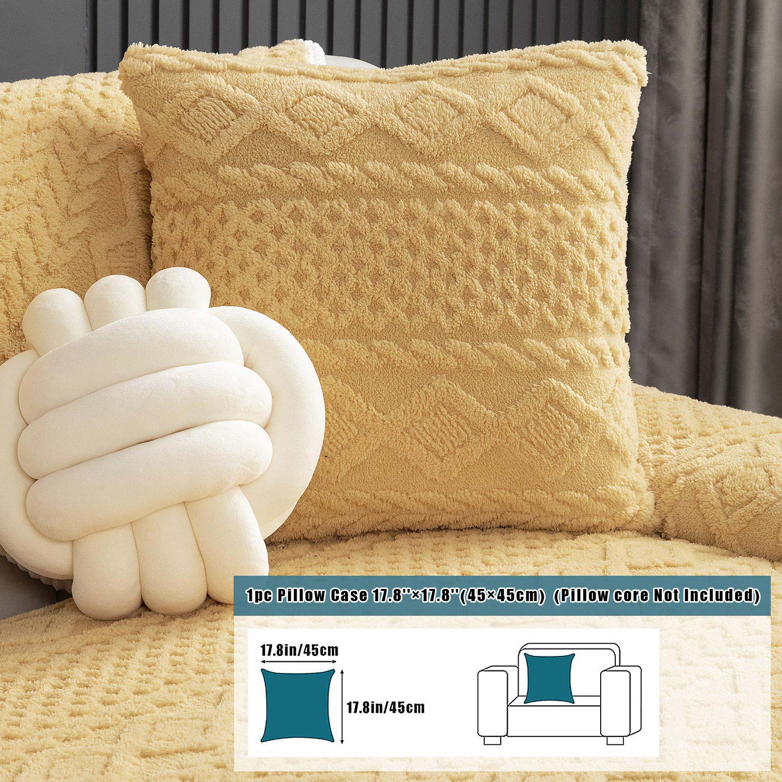 1pc Shu Velveteen Velvet Throw Pillow Case | Machine Washable Non-Slip Sofa Cushion Cover