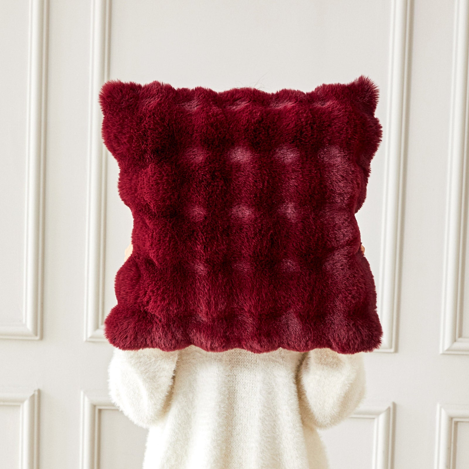 1pc Contemporary Throw Pillow Cover | Cozy Imitation Rabbit Plush | Zipper Closure | Autumn & Winter Home Decor (Cover Only)