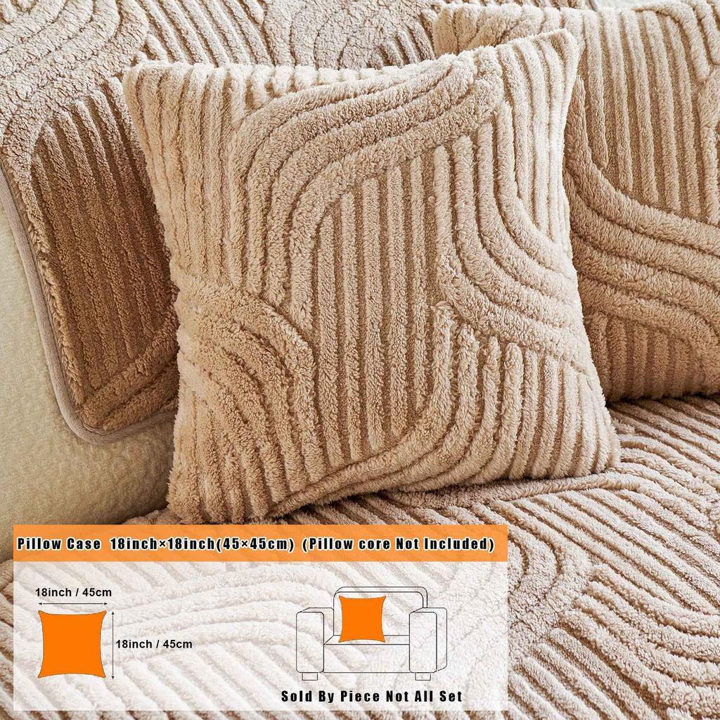 Abstract line shu velveteen pillow cover color 12 size 18x18 – soft fuzzy sofa cushion cover