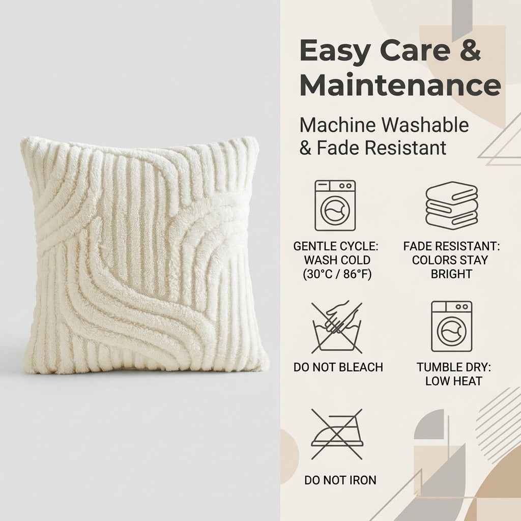 Care instructions for abstract line throw pillow cover – machine washable cold gentle cycle sofa cushion cover