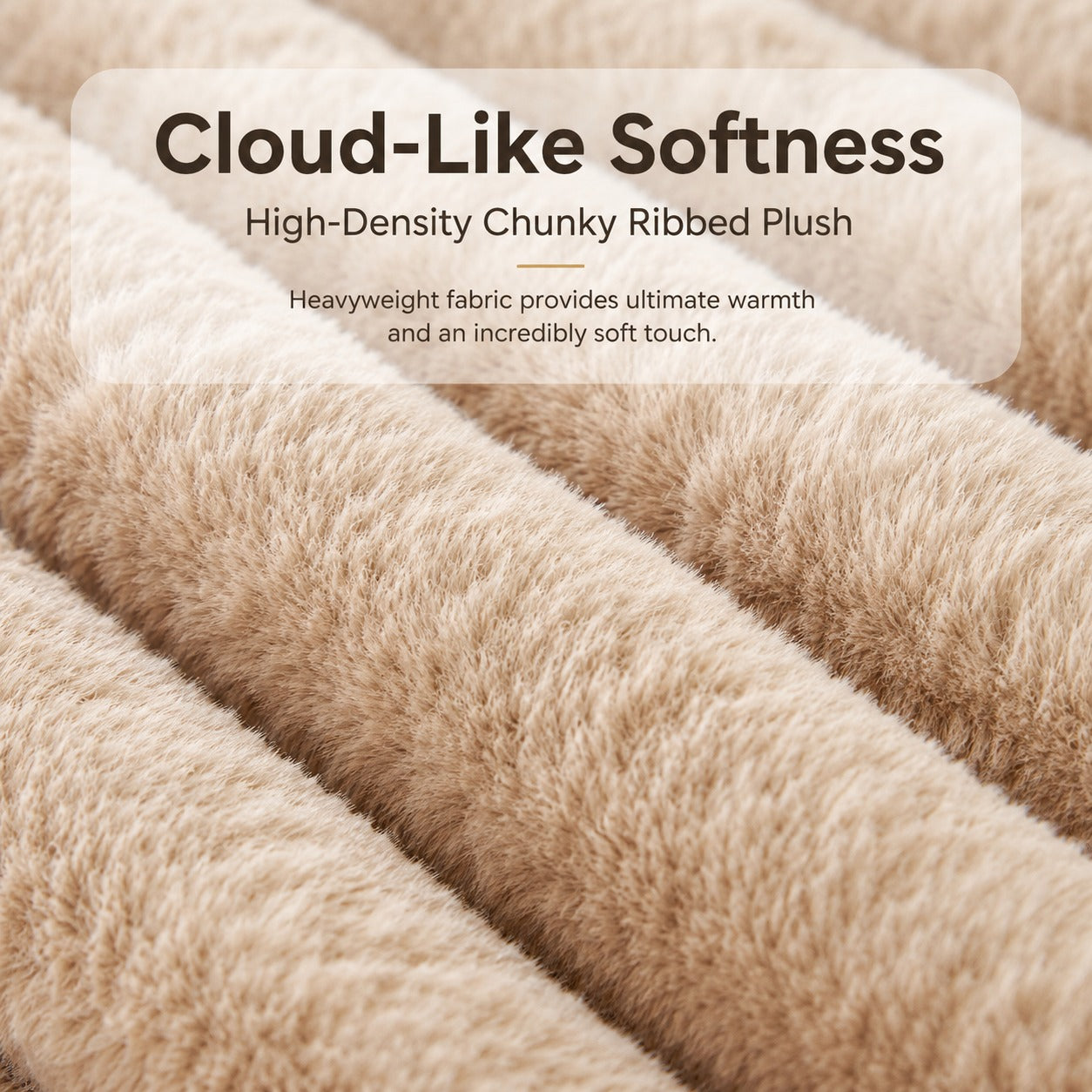 High-density chunky ribbed plush fabric close-up - cloud-like softness