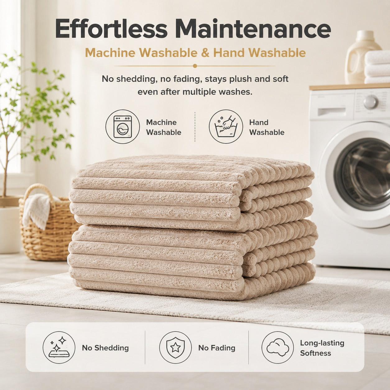 Machine washable plush sofa cover - no shedding no fading