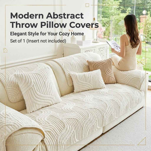 Modern abstract throw pillow covers on white sofa – elegant plush sofa cushion covers 18x18 and 12x20 inch
