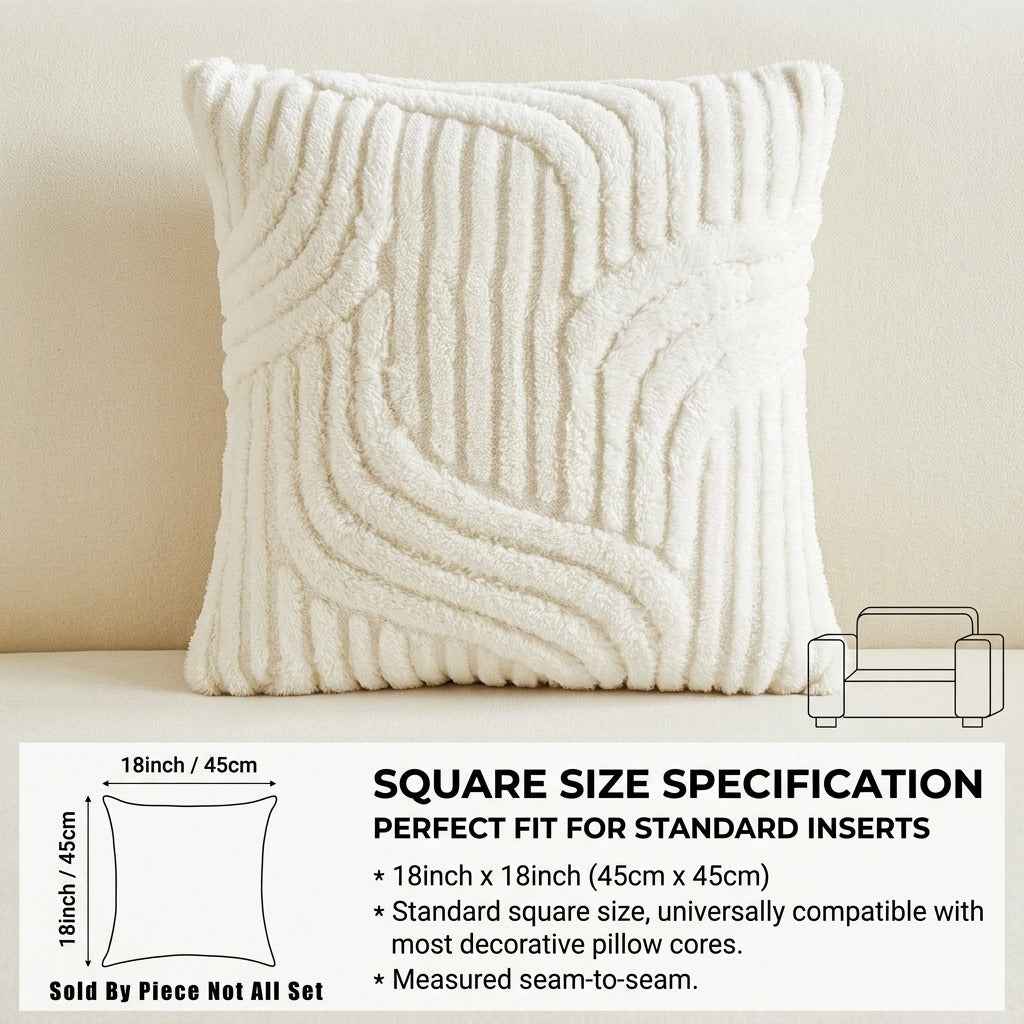 Shu velveteen throw pillow cover detail – abstract wavy line pattern sofa cushion cover 18x18 and 12x20 inch