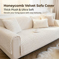 Plush diamond texture sofa cover - light gray, dark gray, light brown, white